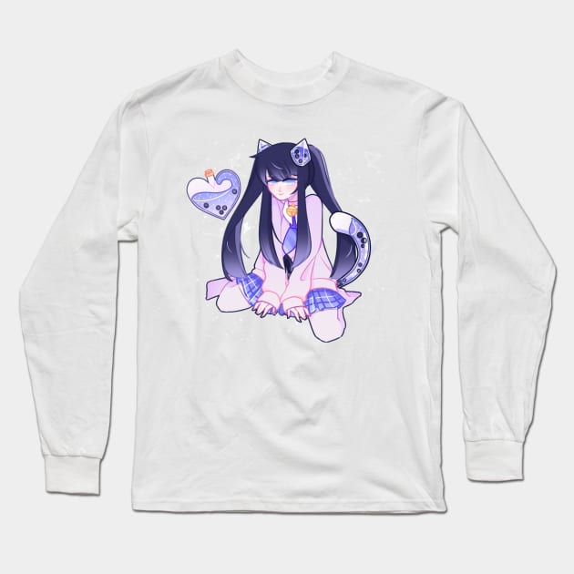 Yui the Boba neko Long Sleeve T-Shirt by Breadwithbutter 